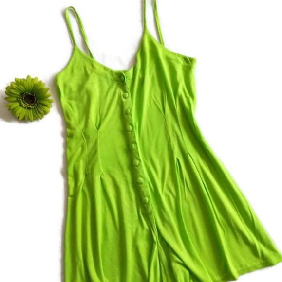 Solola Electric Green Button Down Romper sz.2 #173 - Picture 1 of 5